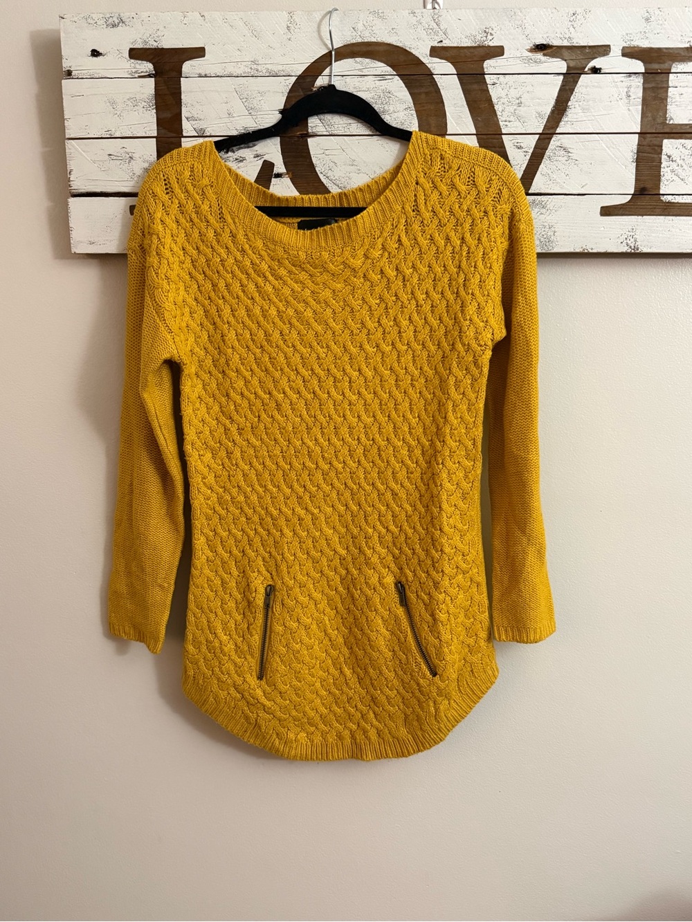 Women’s Textured Knit Sweater - Mustard Yellow
